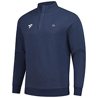 Haut tri-mélange à fermeture éclair quart de tour TravisMathew Heather Navy Fanatics Corporate Cloud pour homme