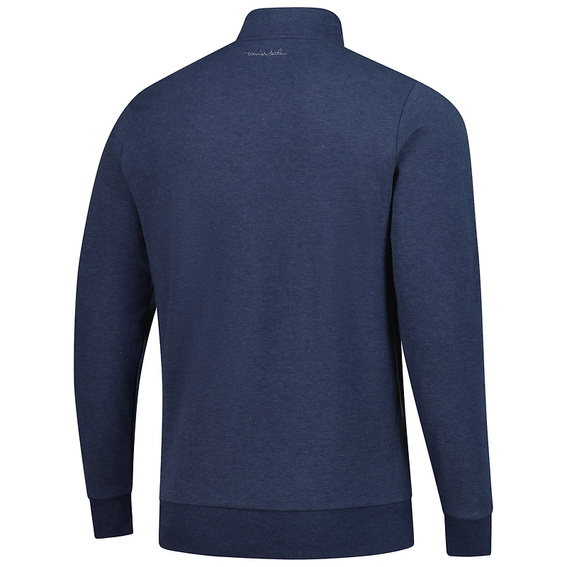 Haut tri-mélange à fermeture éclair quart de tour TravisMathew Heather Navy Fanatics Corporate Cloud pour homme