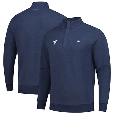 Haut tri-mélange à fermeture éclair quart de tour TravisMathew Heather Navy Fanatics Corporate Cloud pour homme