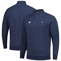 Haut tri-mélange à fermeture éclair quart de tour TravisMathew Heather Navy Fanatics Corporate Cloud pour homme