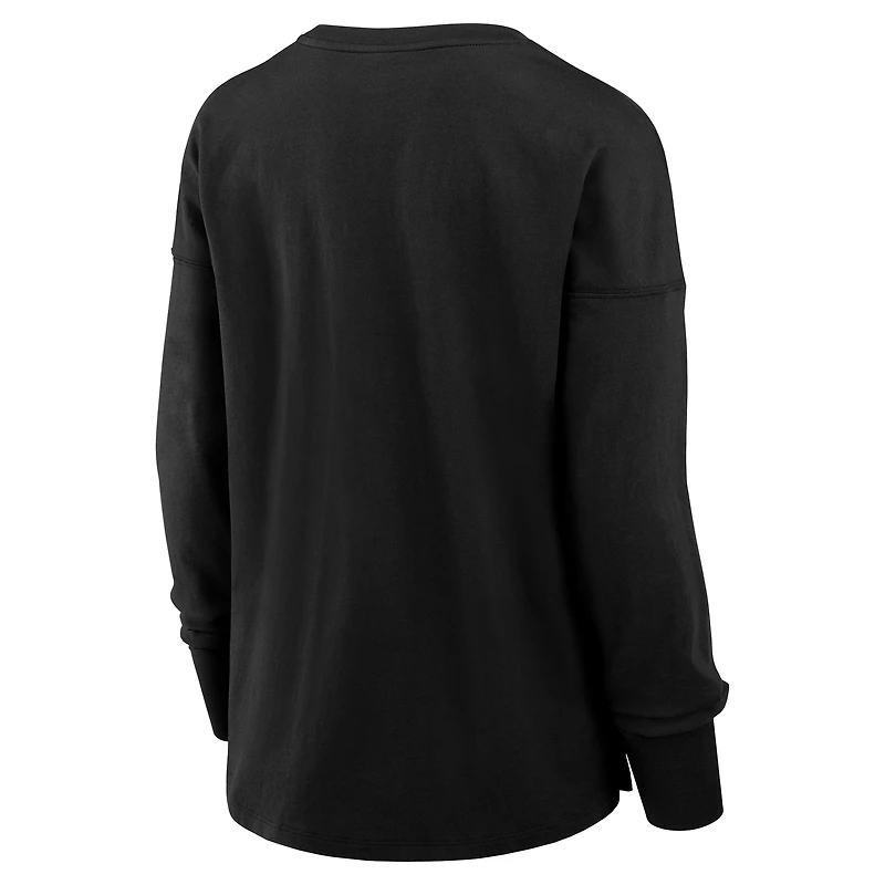 T-shirt à manches longues en coton noir pour femme Fanatics Corporate Legacy