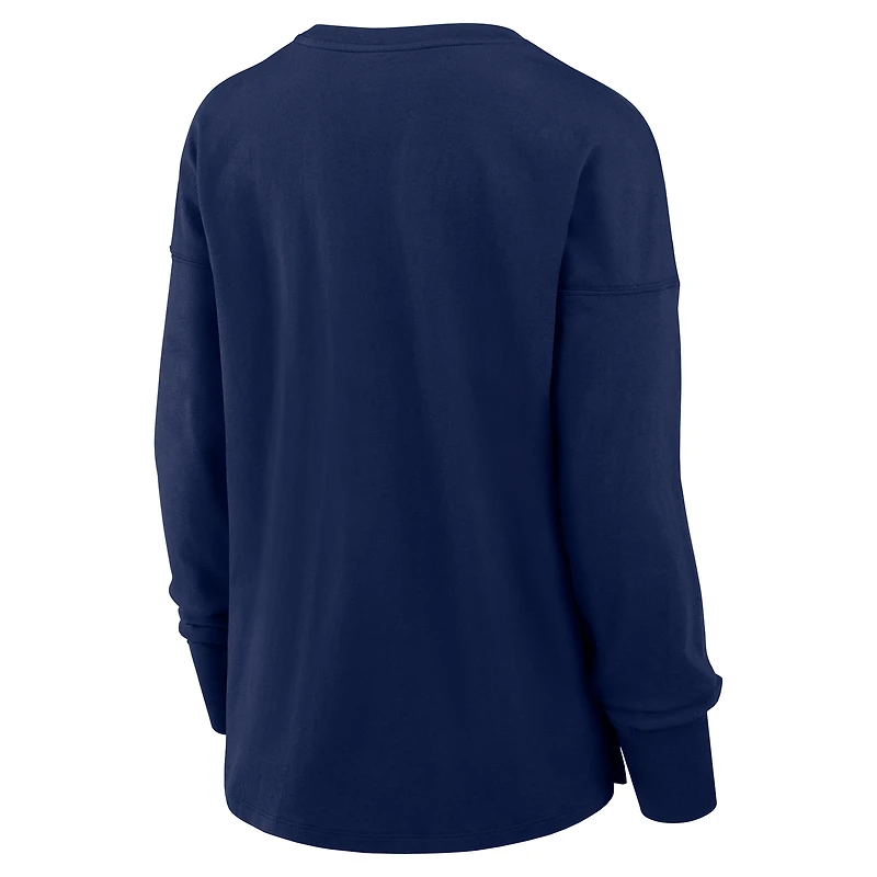 T-shirt à manches longues en coton bleu marine pour femme Fanatics Corporate Legacy