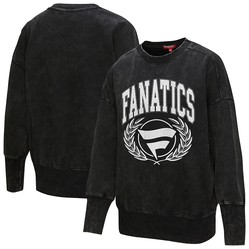 Women's Mitchell & Ness Black Fanatics Corporate Laurel Crewneck Sweatshirt