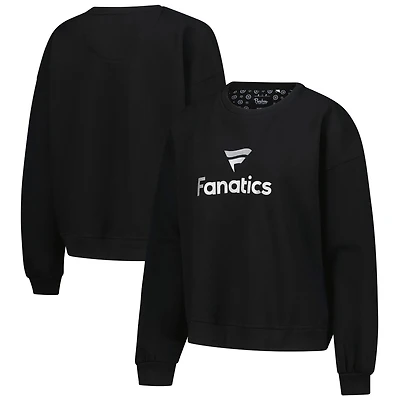 Women's Pressbox Black Fanatics Corporate Oversized Mercy Fleece Pullover Sweatshirt