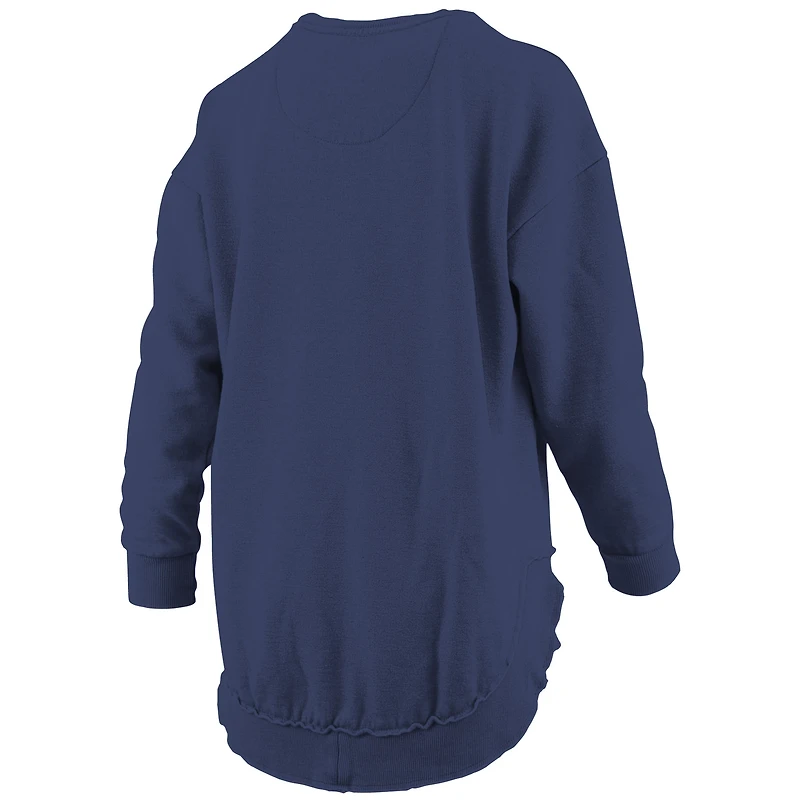 Women's Pressbox Navy Fanatics Corporate Melange Poncho Pullover Sweatshirt