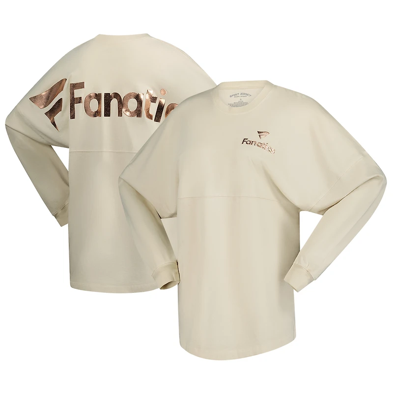 T-shirt surdimensionné à manches longues pour femme Spirit Jersey Oatmeal Fanatics Corporate