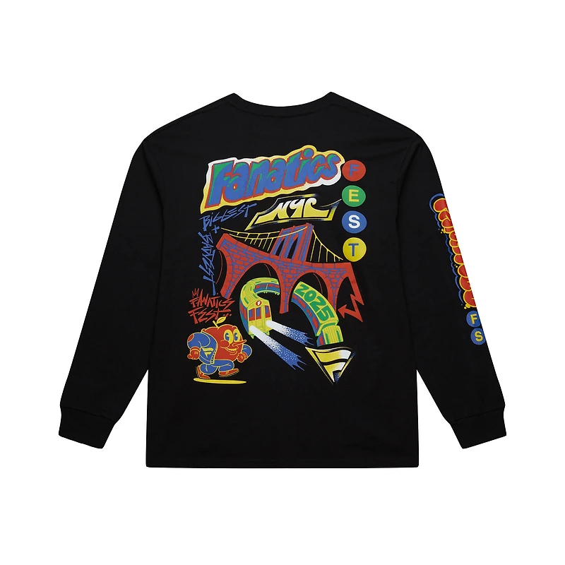 Men's Mitchell & Ness Black Fanatics Fest 2025 NY Nights Long Sleeve T-Shirt