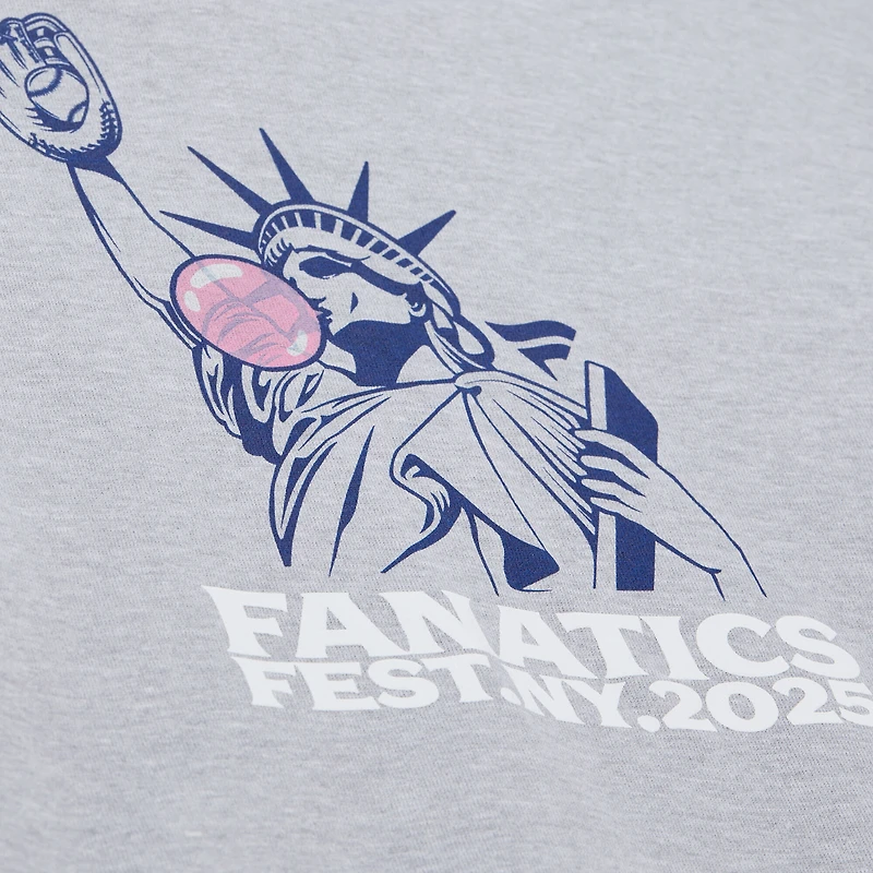 Sweat à capuche en polaire Mitchell & Ness gris chiné Fanatics Fest 2025 Bubble Gum Liberty pour homme