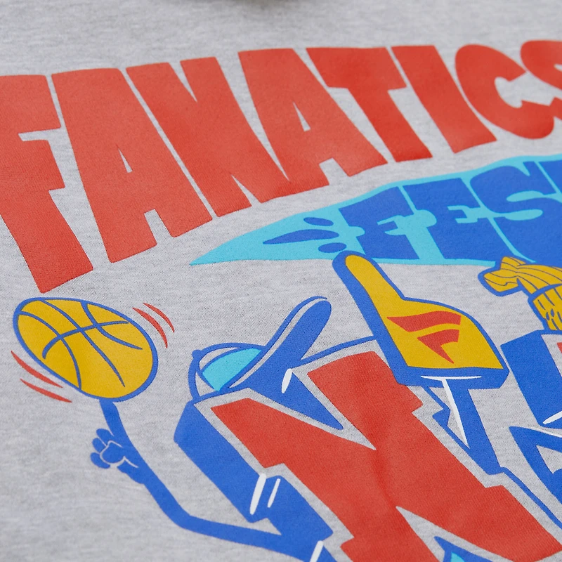 Sweat à capuche en polaire Mitchell & Ness Heather Gray Fanatics Fest 2025 Run It Back pour homme