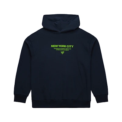 Sweat à capuche rétro en polaire bleu marine Mitchell & Ness Fanatics Fest 2025 pour homme