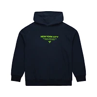 Sweat à capuche rétro en polaire bleu marine Mitchell & Ness Fanatics Fest 2025 pour homme