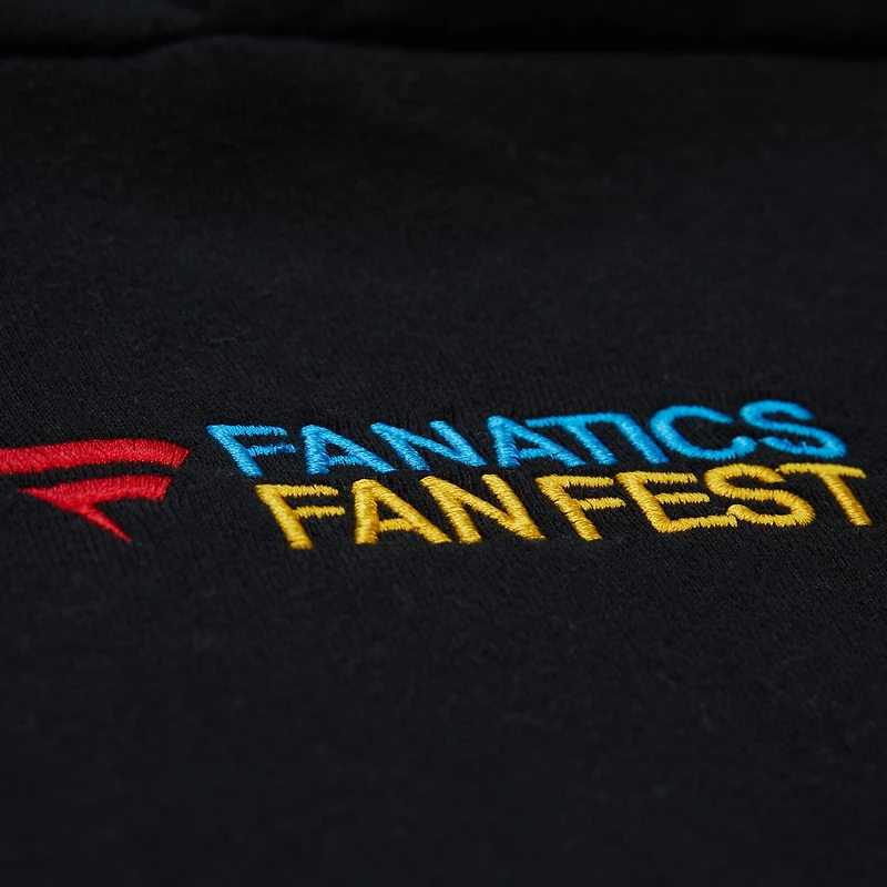 Sweat à capuche court en polaire Mitchell & Ness Black Fanatics Fest 2025 pour femme