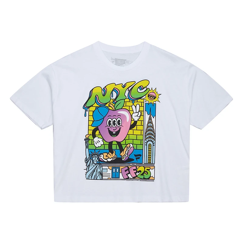 T-shirt boyfriend blanc Mitchell & Ness Fanatics Fest 2025 Big Apple pour femme