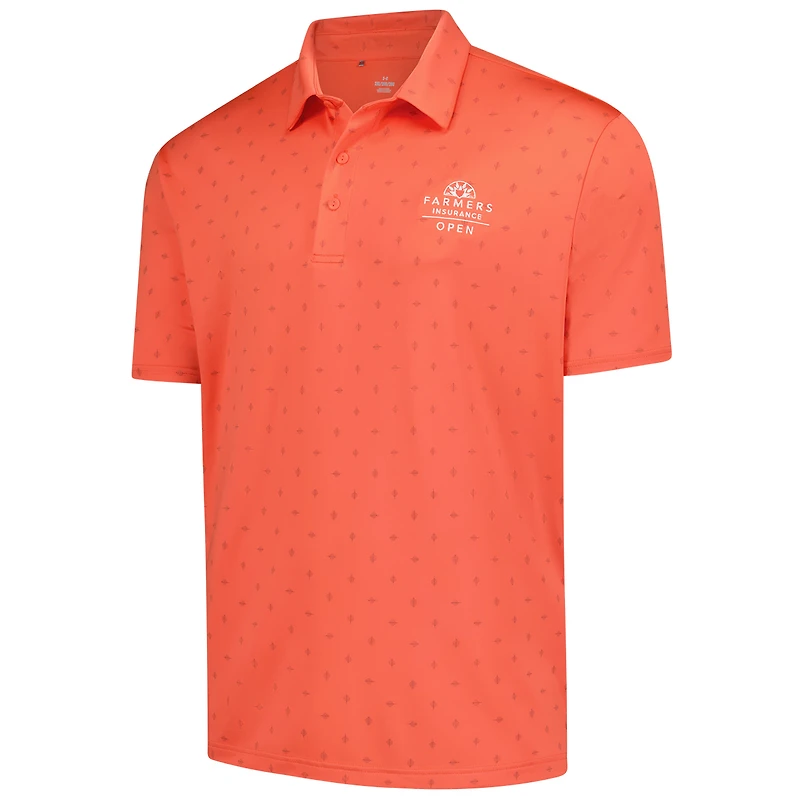 Polo Leaf Lane Open Drive 2025 Farmers Insurance Orange Under Armour pour homme
