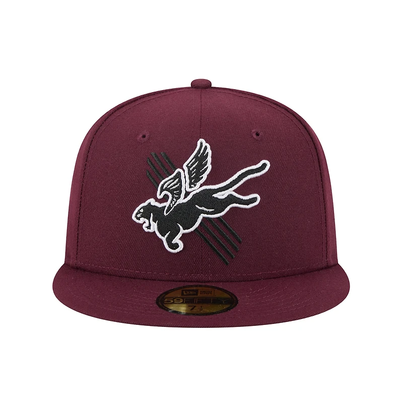 Casquette ajustée 59FIFTY pour homme New Era, bordeaux, thème Fayetteville Woodpeckers