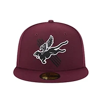 Casquette ajustée 59FIFTY pour homme New Era, bordeaux, thème Fayetteville Woodpeckers