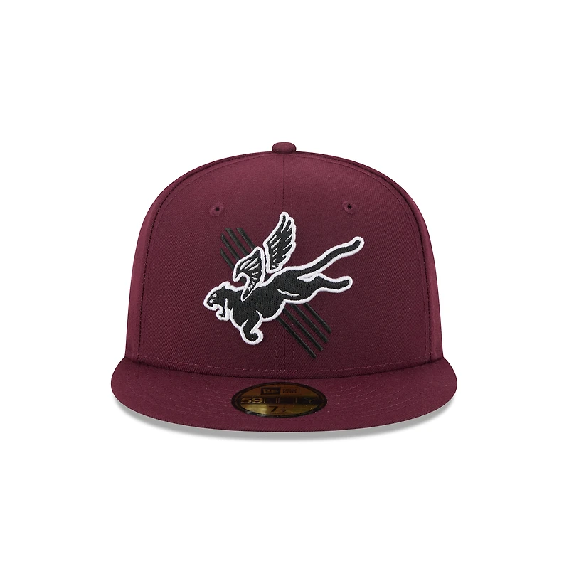 Casquette ajustée 59FIFTY pour homme New Era, bordeaux, thème Fayetteville Woodpeckers