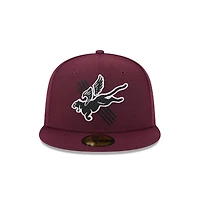 Casquette ajustée 59FIFTY pour homme New Era, bordeaux, thème Fayetteville Woodpeckers