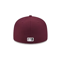 Casquette ajustée 59FIFTY pour homme New Era, bordeaux, thème Fayetteville Woodpeckers