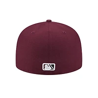 Casquette ajustée 59FIFTY pour homme New Era, bordeaux, thème Fayetteville Woodpeckers