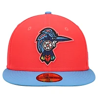 Men's New Era Coral/Blue Fayetteville Woodpeckers Copa De La Diversion 59FIFTY Fitted Hat