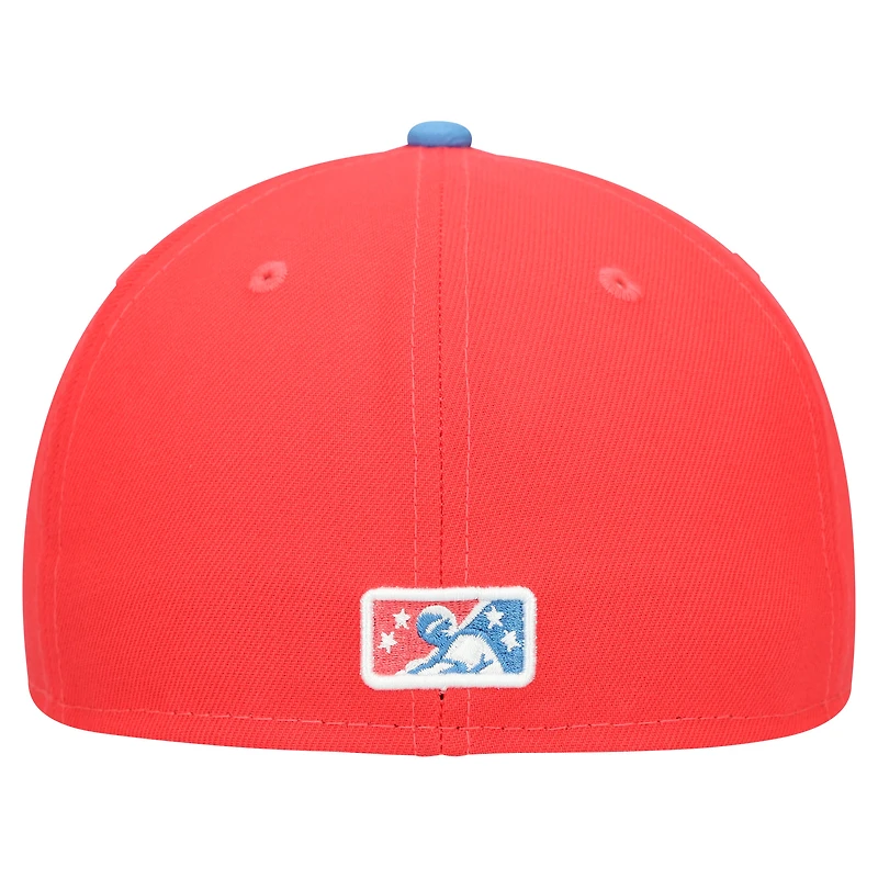 Men's New Era Coral/Blue Fayetteville Woodpeckers Copa De La Diversion 59FIFTY Fitted Hat