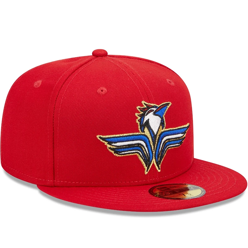 Casquette ajustée 59FIFTY pour homme New Era Red Fayetteville Woodpeckers Marvel x Minor League