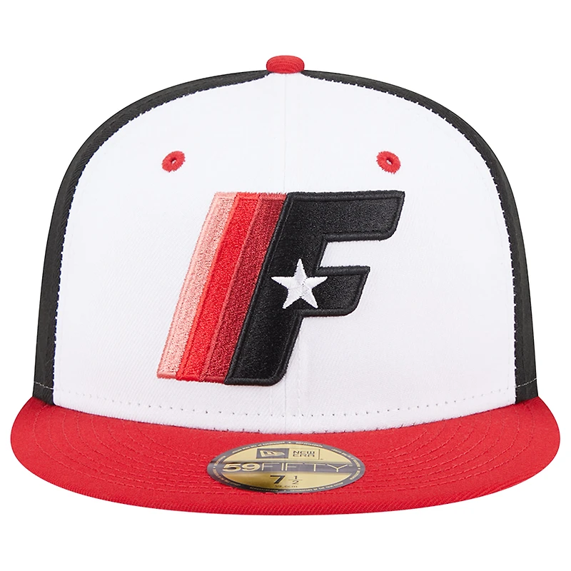 Casquette ajustée 59FIFTY New Era pour homme, blanche, Fayetteville Woodpeckers, soirées à thème des années 1970