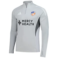 Haut d'entraînement à manches longues et quart de zip adidas Silver FC Cincinnati 2025 AEROREADY pour homme