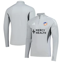 Haut d'entraînement à manches longues et quart de zip adidas Silver FC Cincinnati 2025 AEROREADY pour homme