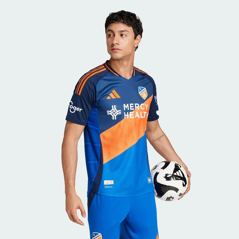Men's adidas  Blue FC Cincinnati 2025 Orange and Legacy Kit Authentic Jersey