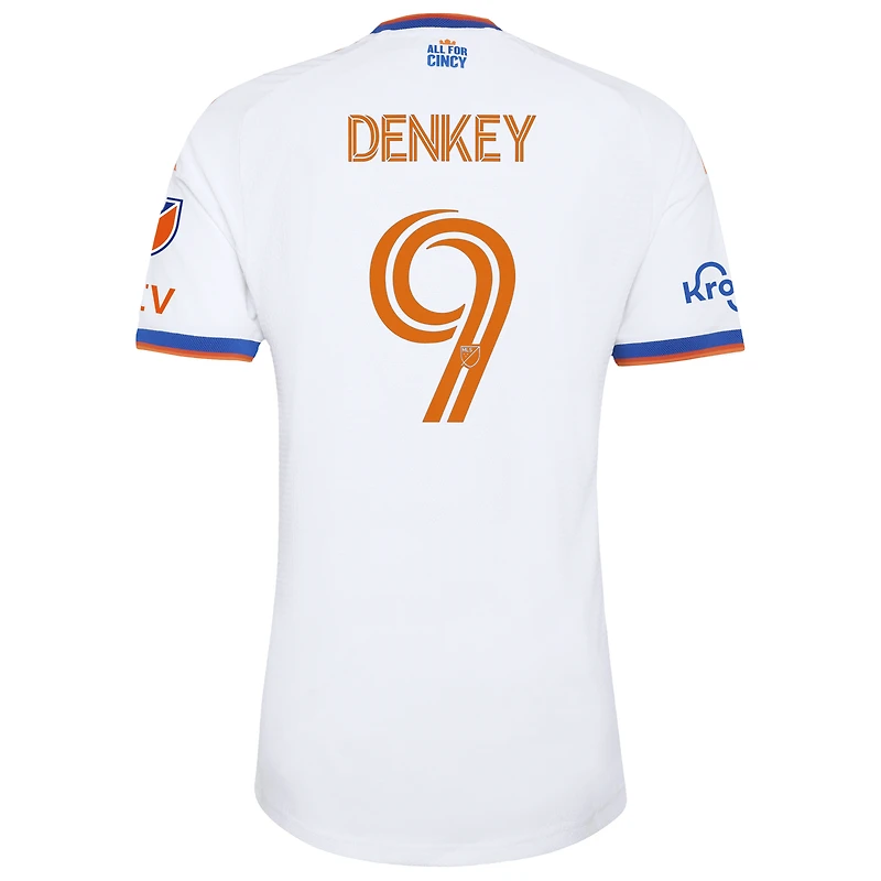 Men's adidas Kévin Denkey White FC Cincinnati 2026 The Seven Hills Kit On-Field Authentic Patch Jersey
