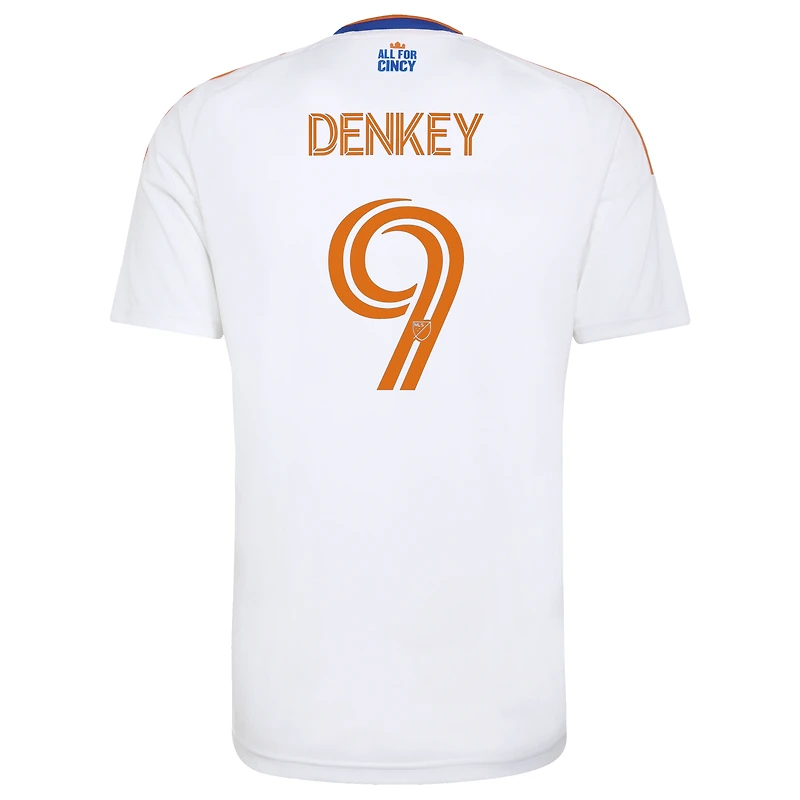 Men's adidas Kévin Denkey White FC Cincinnati 2026 The Seven Hills Kit Replica Jersey