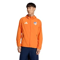 Coupe-vent à capuche zippé adidas FC Cincinnati Tiro Travel pour homme, orange