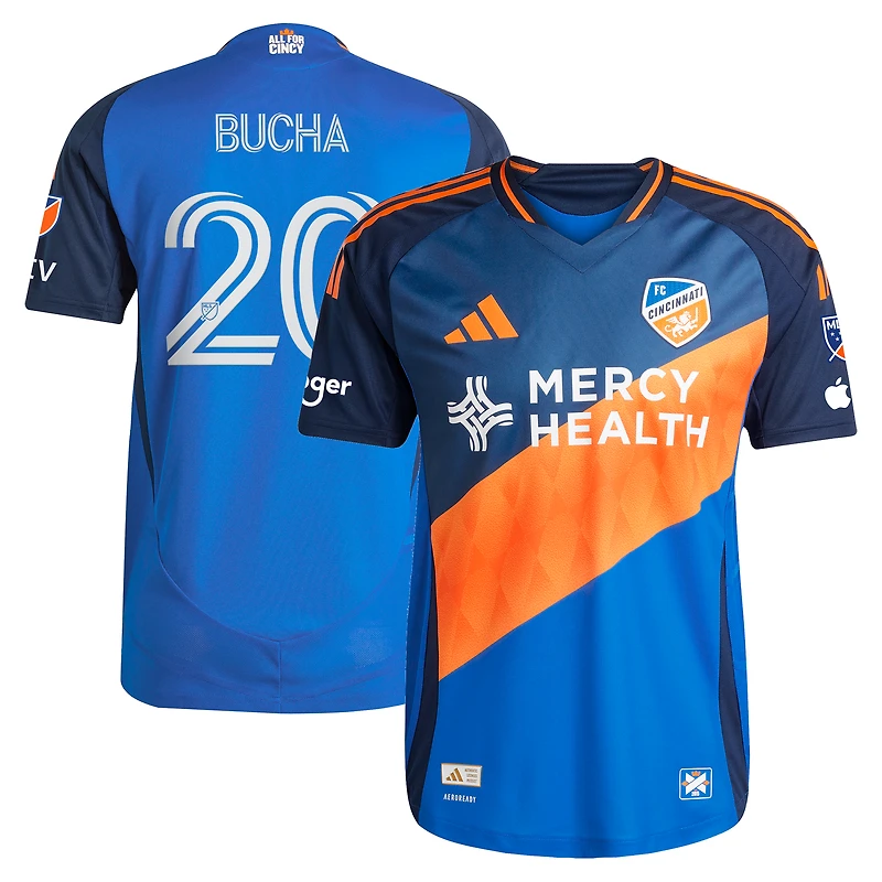 Men's adidas Pavel Bucha Blue FC Cincinnati 2025 Orange and Legacy Kit On-Field Authentic Jersey