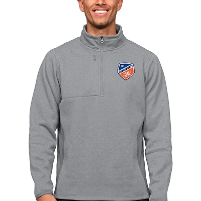 Pull zippé quart de tour pour homme avec logo l'équipe principale Antigua Gray FC Cincinnati