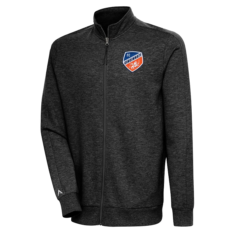 Veste zippée intégrale Antigua Heather Black FC Cincinnati Logo Action pour homme