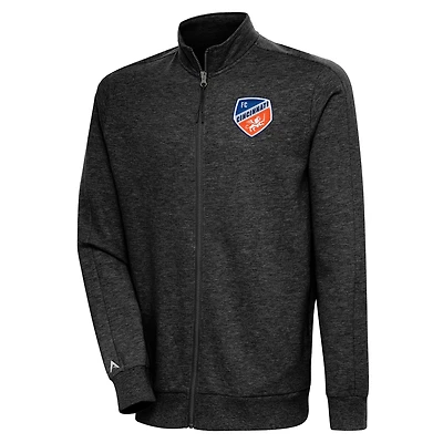 Veste zippée intégrale Antigua Heather Black FC Cincinnati Logo Action pour homme