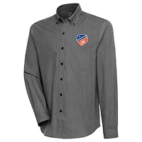 Chemise boutonnée à manches longues et trois couches de compression Antigua Orange FC Cincinnati pour homme