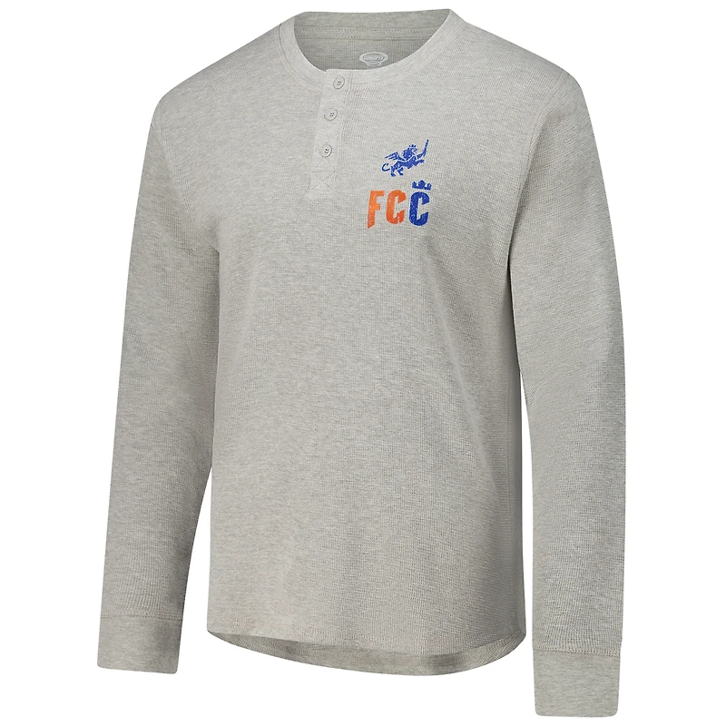 Men's Concepts Sport Gray FC Cincinnati Region Thermal Knit Henley Long Sleeve Top