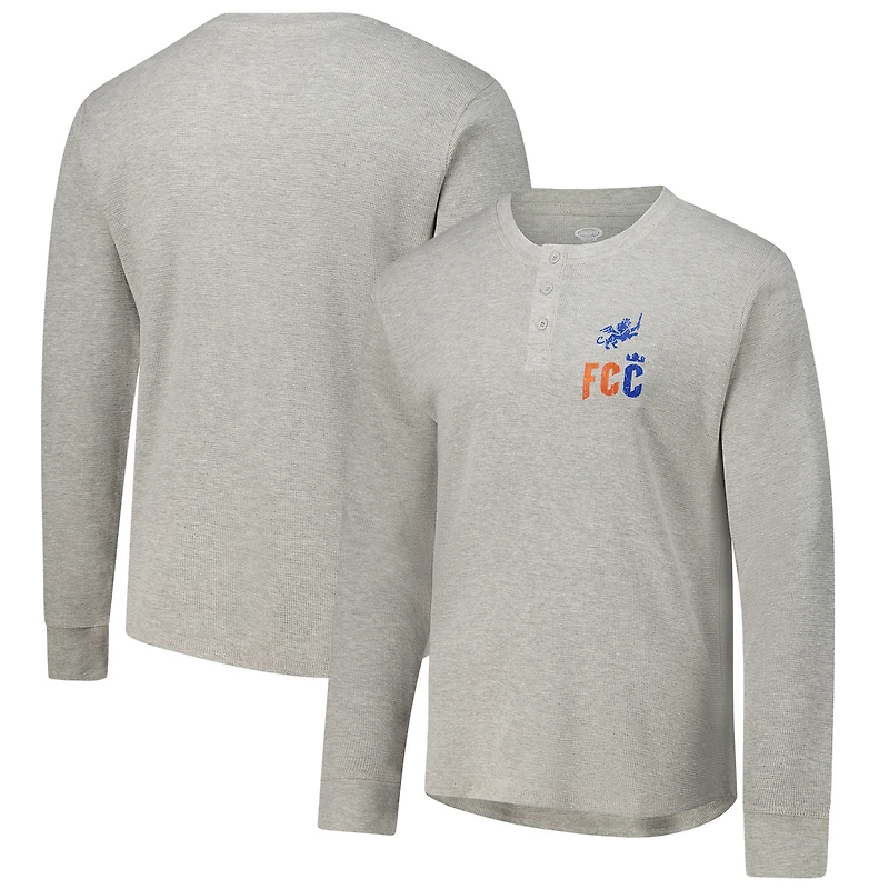 Men's Concepts Sport Gray FC Cincinnati Region Thermal Knit Henley Long Sleeve Top