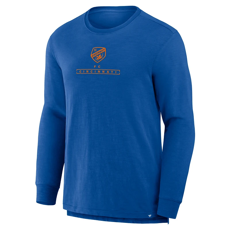 T-shirt à manches longues bleu pour homme Fanatics FC Cincinnati Lob Attempt Stadium Slub