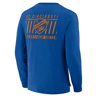 T-shirt à manches longues bleu pour homme Fanatics FC Cincinnati Lob Attempt Stadium Slub