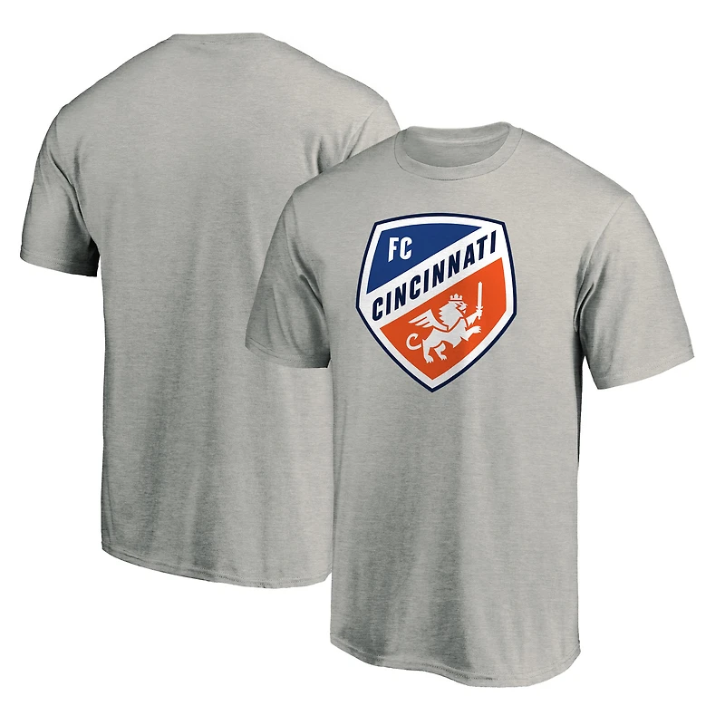 T-shirt Fanatics gris chiné pour homme avec logo principal de l'équipe FC Cincinnati