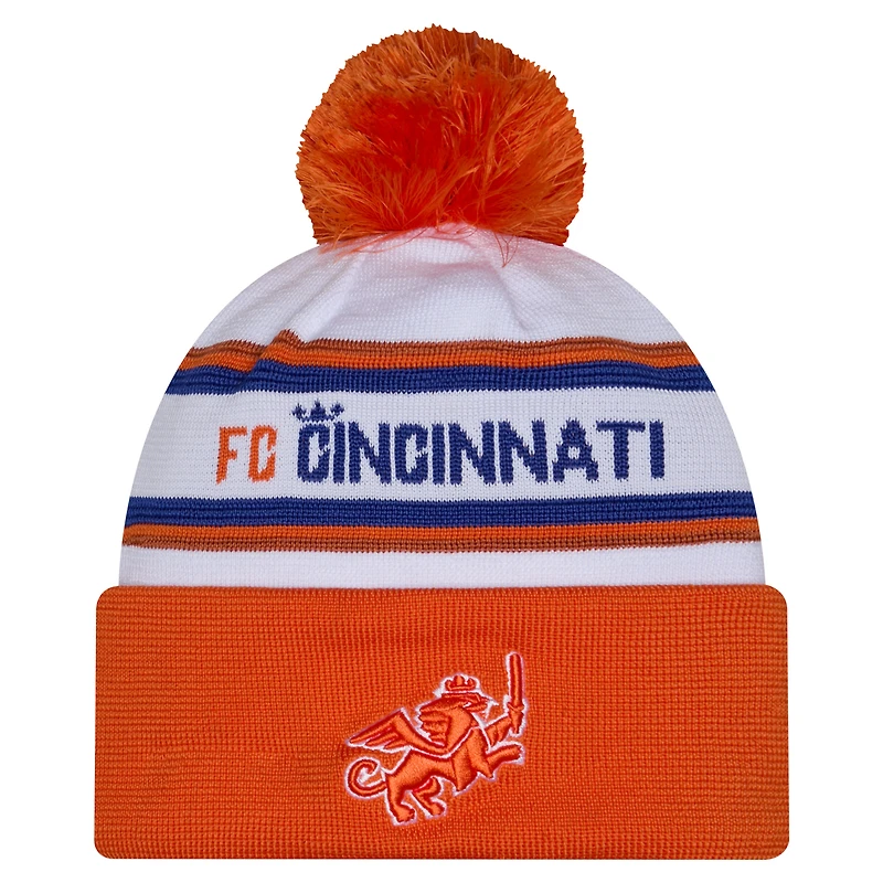 Bonnet à pompon et revers en maille New Era blanc FC Cincinnati 2026 pour homme