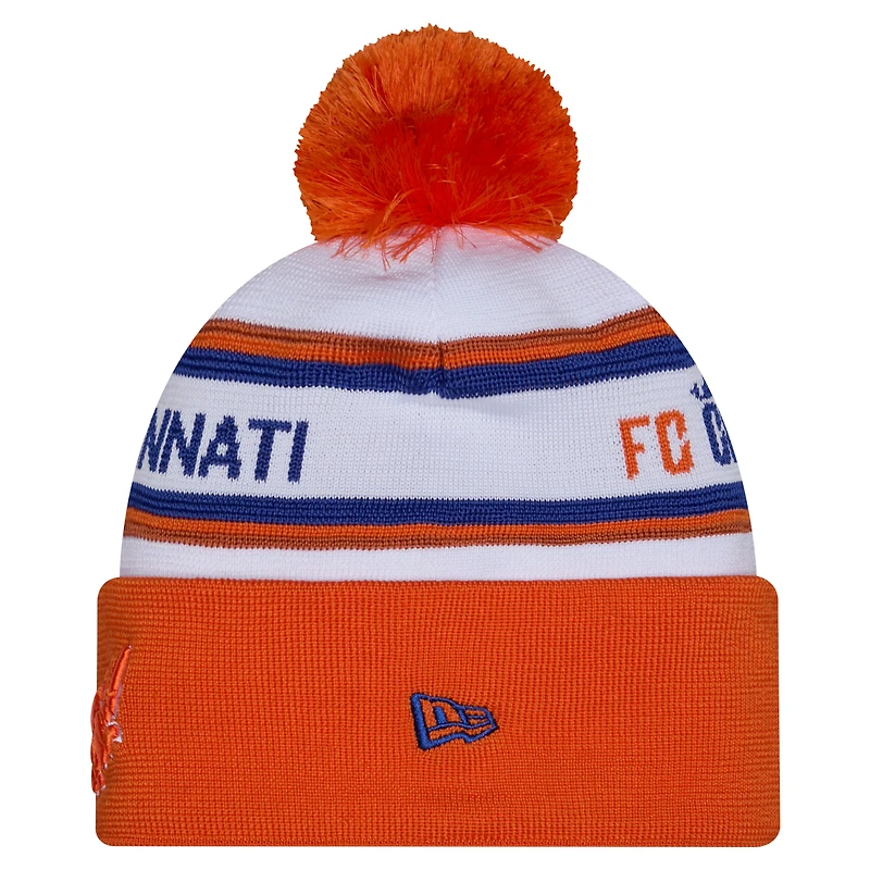 Bonnet à pompon et revers en maille New Era blanc FC Cincinnati 2026 pour homme