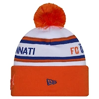 Bonnet à pompon et revers en maille New Era blanc FC Cincinnati 2026 pour homme
