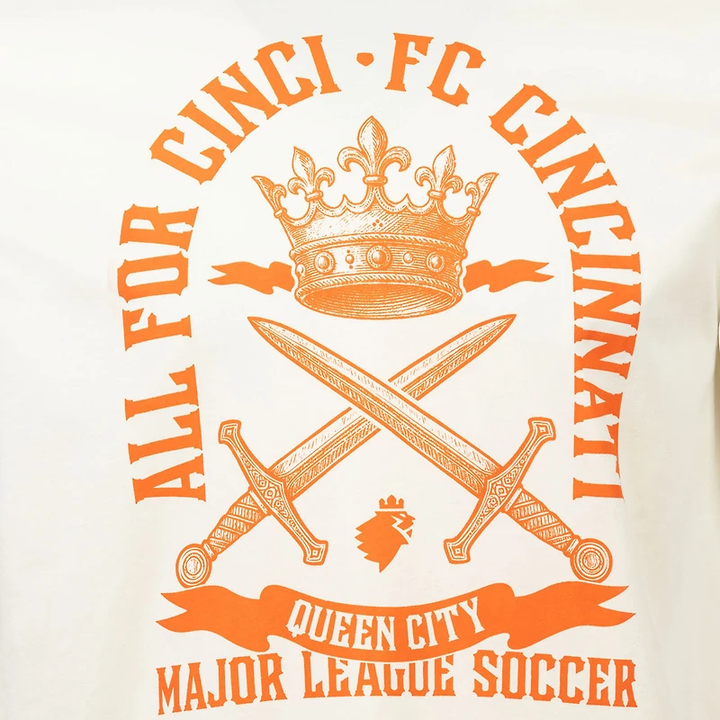 T-shirt décontracté pour homme, design sportif suédois, couleur crème, avec inscription « Founders Script » du FC Cincinnati.