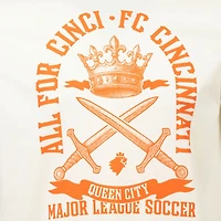 T-shirt décontracté pour homme, design sportif suédois, couleur crème, avec inscription « Founders Script » du FC Cincinnati.