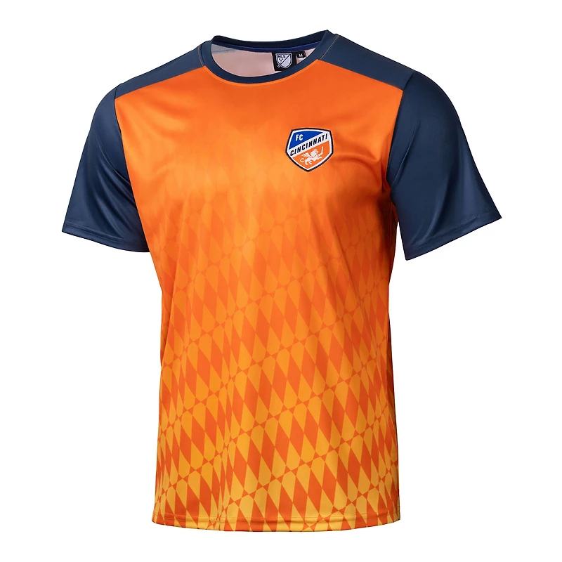 Men's Sport Design Sweden Orange FC Cincinnati Sublimated Crest T-Shirt